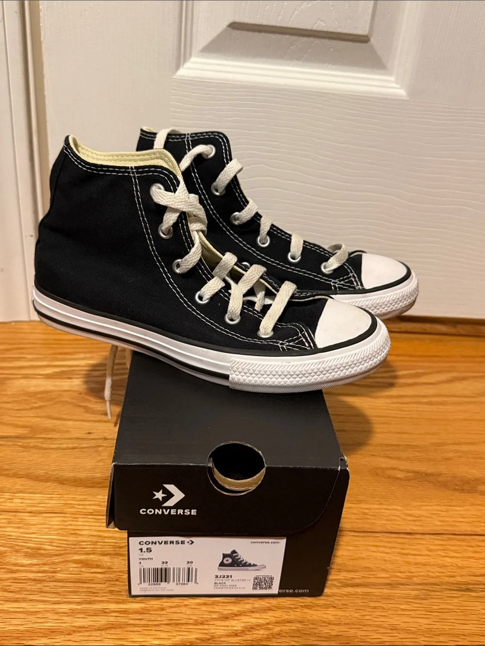 Converse Kids Black High-Top Canvas Sneakers with White Trim